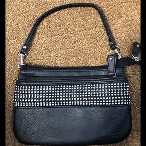 Black with rhinestones wristlet/clutch